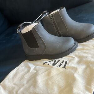 Zara Kids Gray and Black Boots